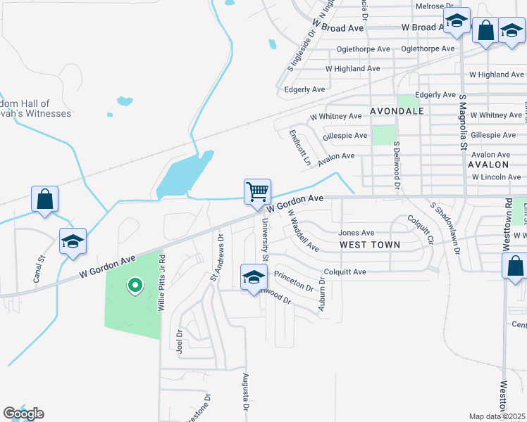 map of restaurants, bars, coffee shops, grocery stores, and more near 2137 West Gordon Avenue in Albany