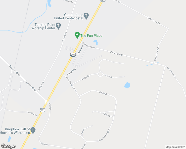 map of restaurants, bars, coffee shops, grocery stores, and more near 16 Eagle Drive in Jesup