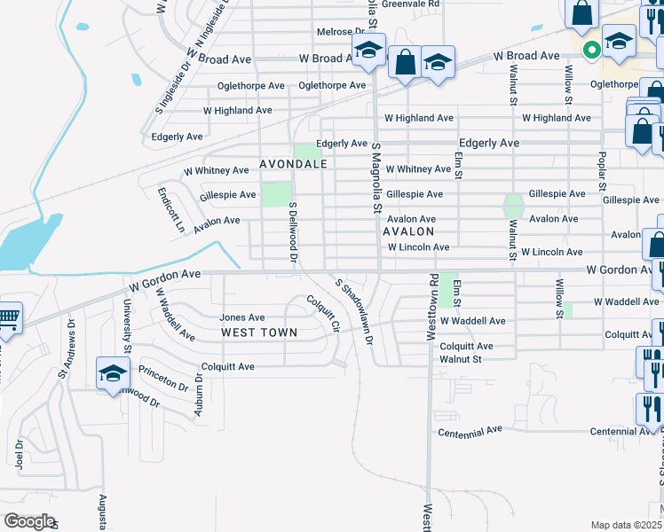 map of restaurants, bars, coffee shops, grocery stores, and more near 606 South Shadowlawn Drive in Albany