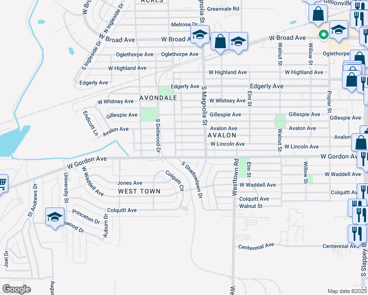 map of restaurants, bars, coffee shops, grocery stores, and more near 1714 West Lincoln Avenue in Albany