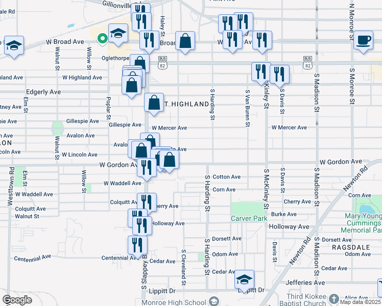 map of restaurants, bars, coffee shops, grocery stores, and more near 920 West Lincoln Avenue in Albany