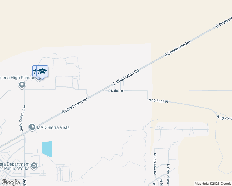 map of restaurants, bars, coffee shops, grocery stores, and more near 6274 East Dake Road in Sierra Vista