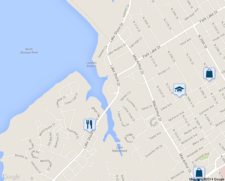 map of restaurants, bars, coffee shops, grocery stores, and more near 3 Enclave Ct in Waco