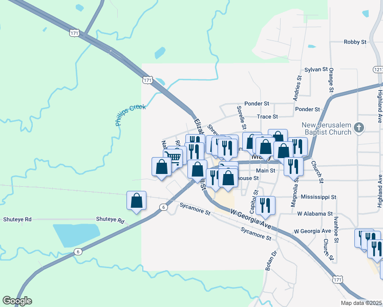 map of restaurants, bars, coffee shops, grocery stores, and more near 700-798 Ritter St in Many