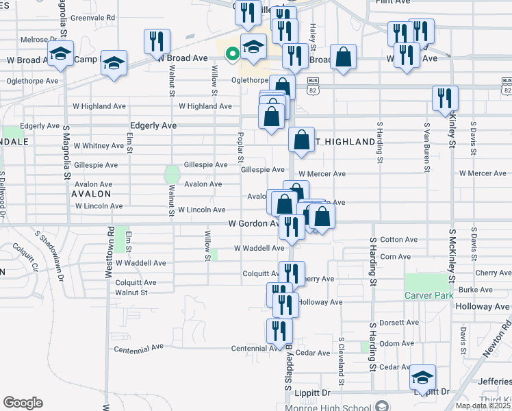 map of restaurants, bars, coffee shops, grocery stores, and more near 1117 West Lincoln Avenue in Albany