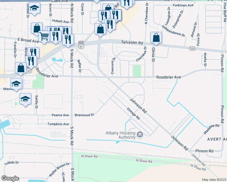map of restaurants, bars, coffee shops, grocery stores, and more near 312 Vintage Road in Albany