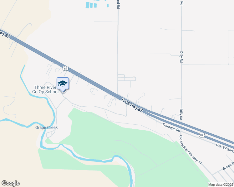 map of restaurants, bars, coffee shops, grocery stores, and more near 8901 Ballard Road in Grape Creek