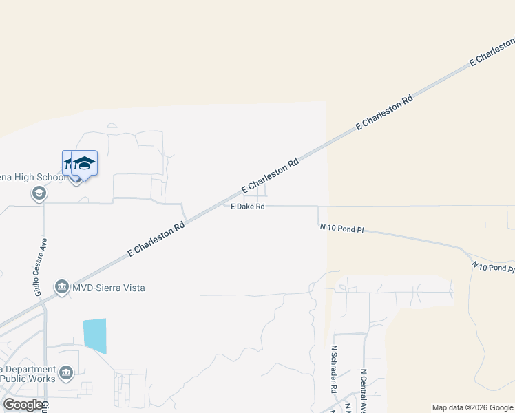 map of restaurants, bars, coffee shops, grocery stores, and more near 6274 East Dake Road in Sierra Vista