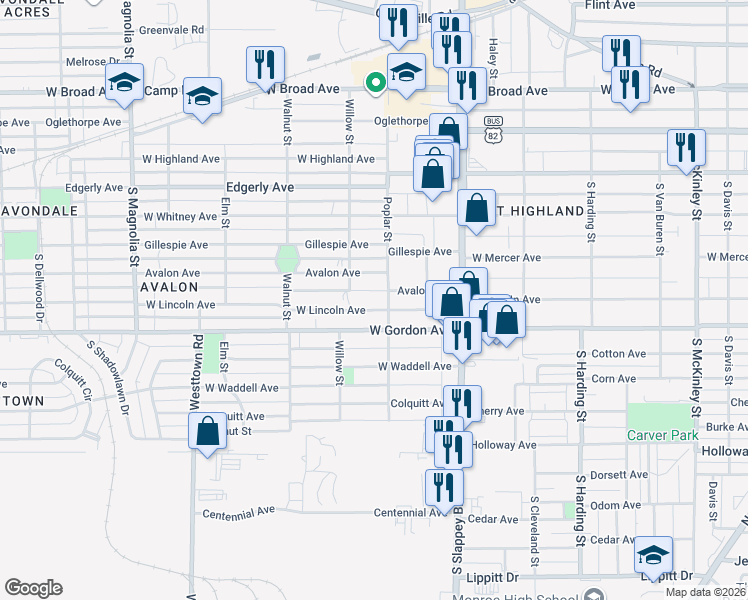 map of restaurants, bars, coffee shops, grocery stores, and more near 1205 W Lincoln Ave in Albany