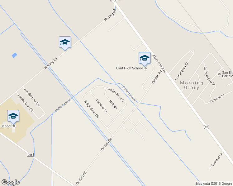 map of restaurants, bars, coffee shops, grocery stores, and more near 453 Judge Bean Circle in Clint