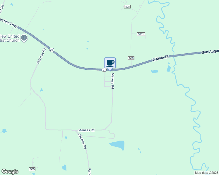 map of restaurants, bars, coffee shops, grocery stores, and more near 270-272 Maness Rd in Nacogdoches
