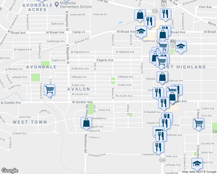 map of restaurants, bars, coffee shops, grocery stores, and more near 1404 Avalon Avenue in Albany