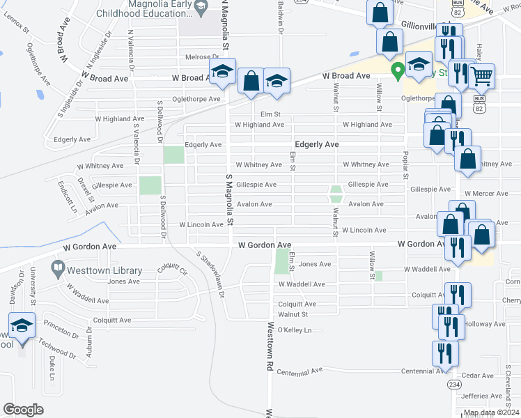 map of restaurants, bars, coffee shops, grocery stores, and more near 1520 Avalon Avenue in Albany