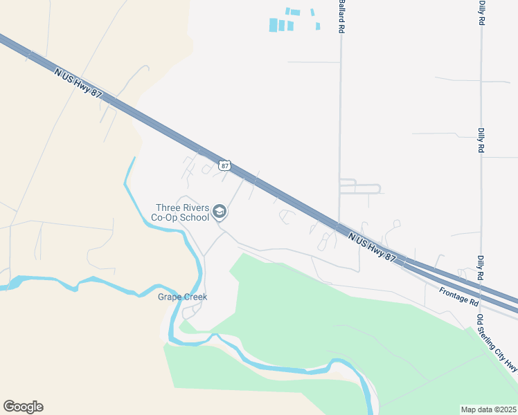 map of restaurants, bars, coffee shops, grocery stores, and more near 8645-8655 Frontage Road in San Angelo