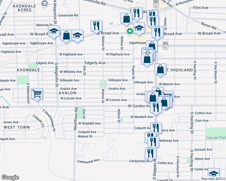 map of restaurants, bars, coffee shops, grocery stores, and more near 1310 Avalon Avenue in Albany
