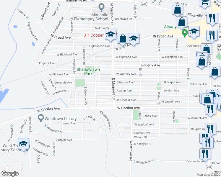 map of restaurants, bars, coffee shops, grocery stores, and more near 1703 Avalon Avenue in Albany