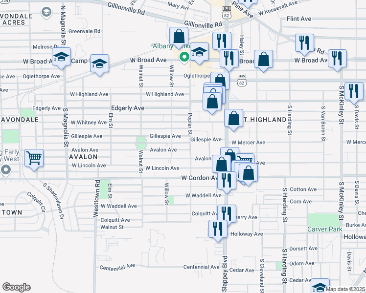 map of restaurants, bars, coffee shops, grocery stores, and more near 1205 Avalon Avenue in Albany