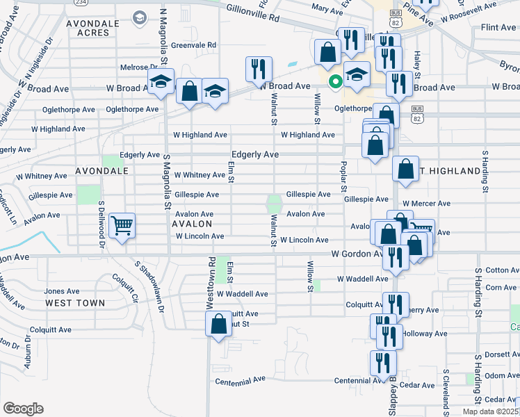 map of restaurants, bars, coffee shops, grocery stores, and more near 1405 Avalon Avenue in Albany