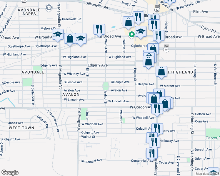 map of restaurants, bars, coffee shops, grocery stores, and more near 1317 Avalon Ave in Albany