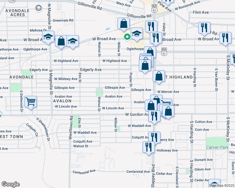 map of restaurants, bars, coffee shops, grocery stores, and more near 1301 Avalon Avenue in Albany