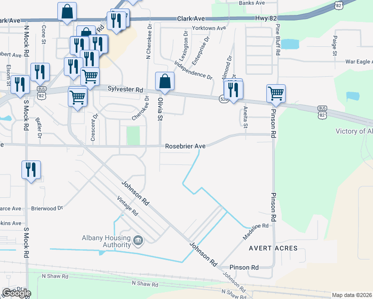 map of restaurants, bars, coffee shops, grocery stores, and more near 2661 Cody Court in Albany