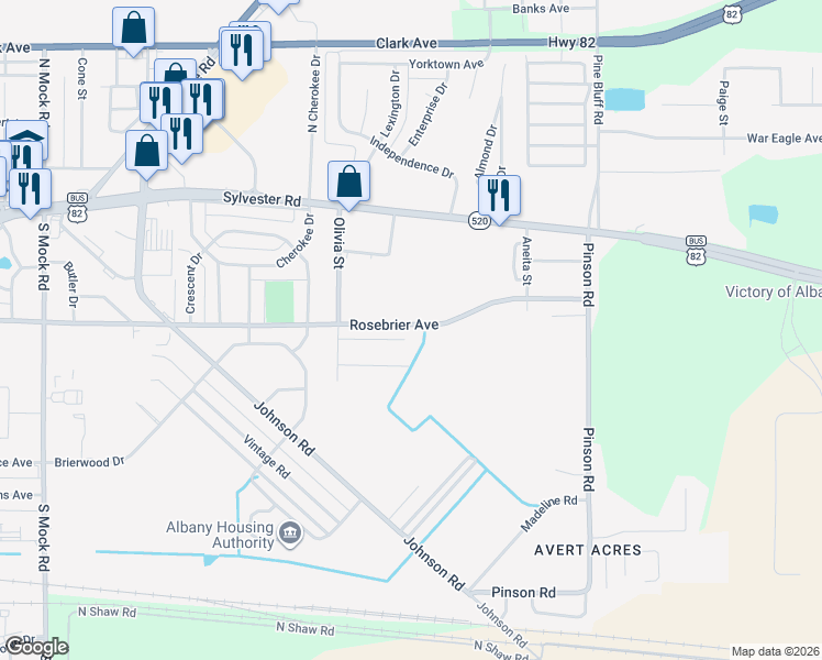 map of restaurants, bars, coffee shops, grocery stores, and more near 2661 Cody Court in Albany