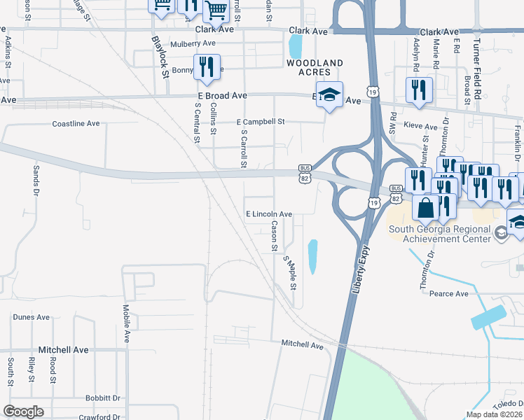 map of restaurants, bars, coffee shops, grocery stores, and more near 1411 East Lincoln Avenue in Albany