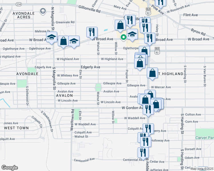map of restaurants, bars, coffee shops, grocery stores, and more near 1317 Avalon Avenue in Albany