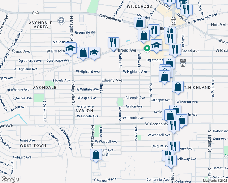 map of restaurants, bars, coffee shops, grocery stores, and more near 1406 West Whitney Avenue in Albany