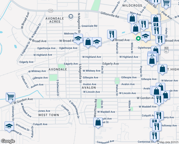 map of restaurants, bars, coffee shops, grocery stores, and more near 1512 West Whitney Avenue in Albany