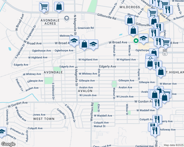map of restaurants, bars, coffee shops, grocery stores, and more near 1508 West Whitney Avenue in Albany