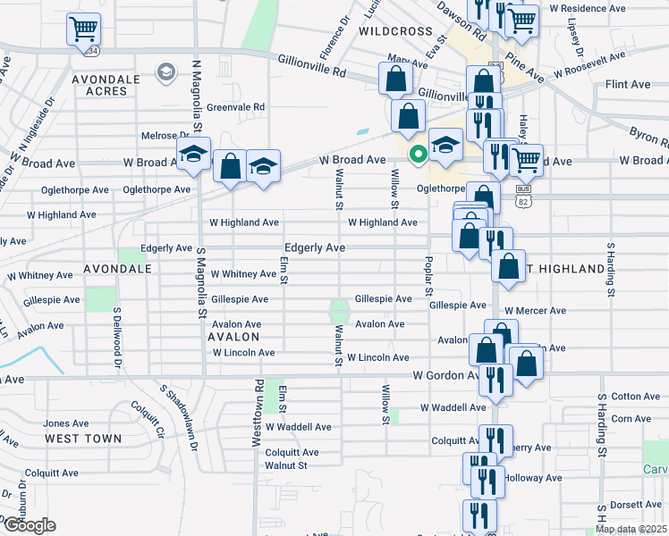 map of restaurants, bars, coffee shops, grocery stores, and more near 1406 West Whitney Avenue in Albany