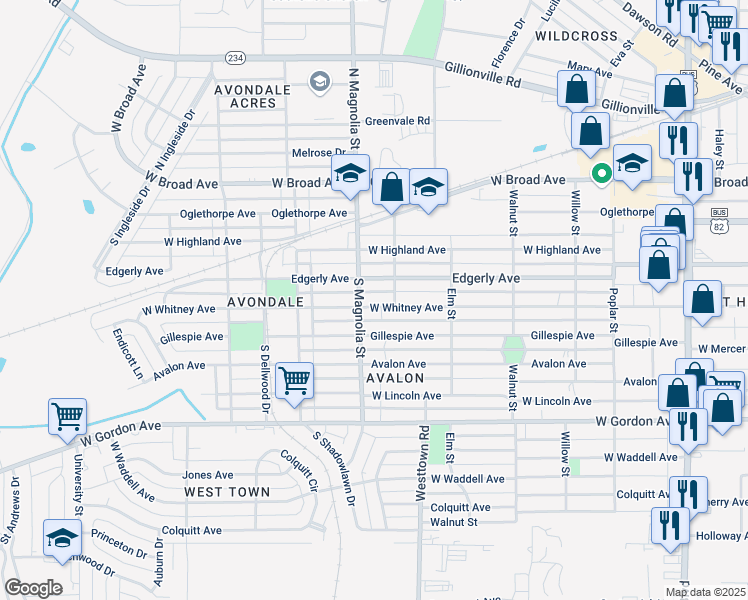 map of restaurants, bars, coffee shops, grocery stores, and more near 1607 West Whitney Avenue in Albany