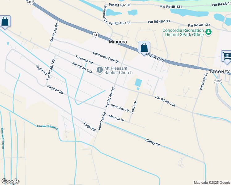 map of restaurants, bars, coffee shops, grocery stores, and more near 919 Par Road 4B-144 in Vidalia