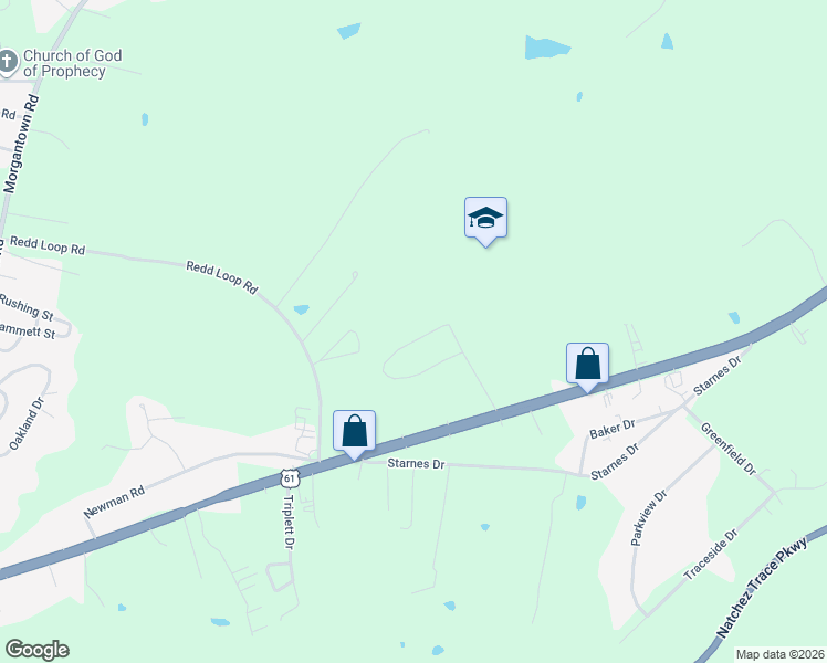 map of restaurants, bars, coffee shops, grocery stores, and more near 31 Melanie Road in Natchez