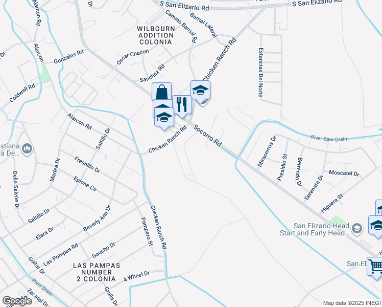 map of restaurants, bars, coffee shops, grocery stores, and more near 13330 Cotton Gin in San Elizario