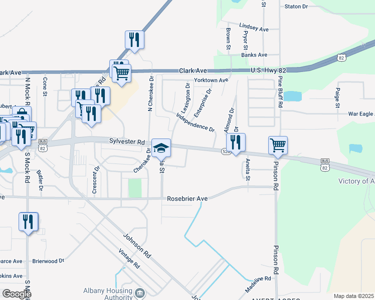 map of restaurants, bars, coffee shops, grocery stores, and more near 2709 Sylvester Road in Albany