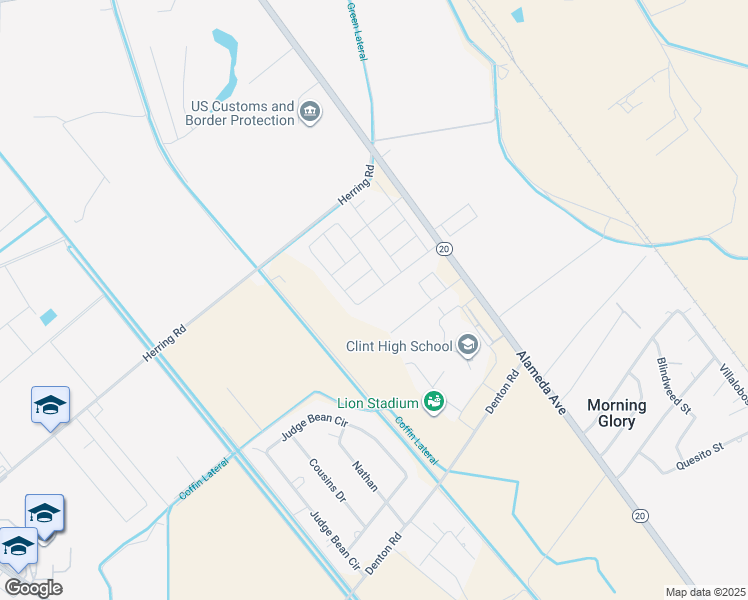 map of restaurants, bars, coffee shops, grocery stores, and more near 147 Alamito Creek Avenue in Clint