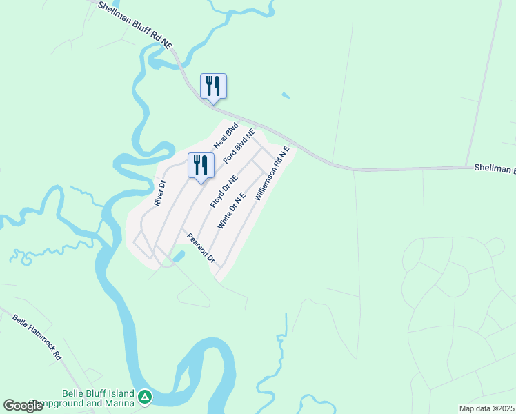map of restaurants, bars, coffee shops, grocery stores, and more near 1251 Williamson Road North East in Townsend