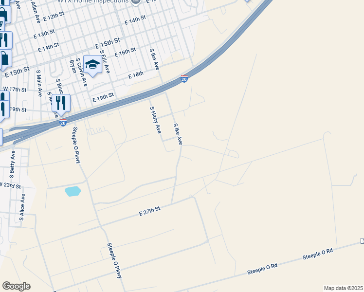 map of restaurants, bars, coffee shops, grocery stores, and more near 2000 South Ike Avenue in Monahans