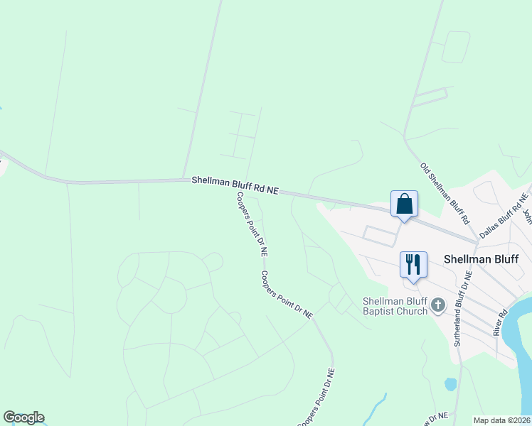 map of restaurants, bars, coffee shops, grocery stores, and more near 1079 Mayflower Road Northeast in Townsend