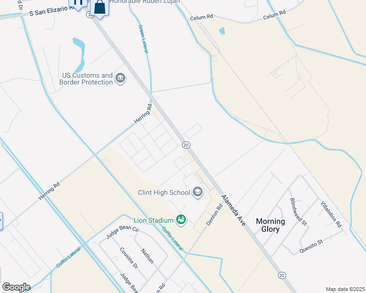 map of restaurants, bars, coffee shops, grocery stores, and more near 13641 Pecos River Road in Clint