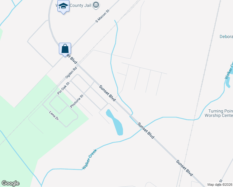 map of restaurants, bars, coffee shops, grocery stores, and more near Sunset Boulevard in Jesup