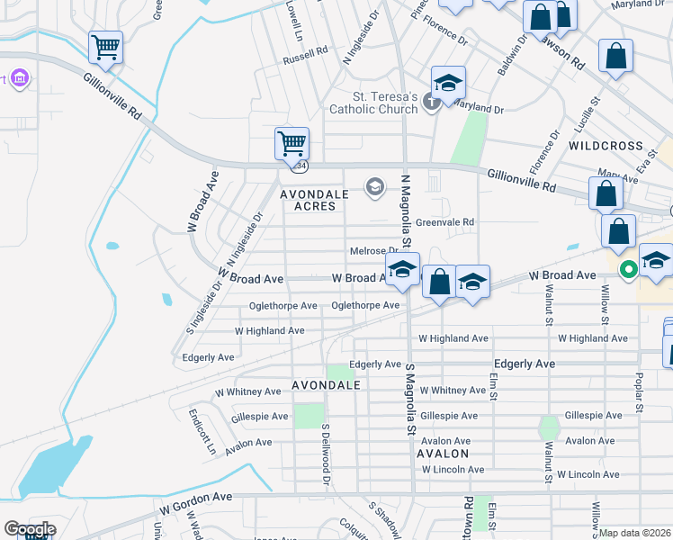 map of restaurants, bars, coffee shops, grocery stores, and more near 101 South Shadowlawn Drive in Albany