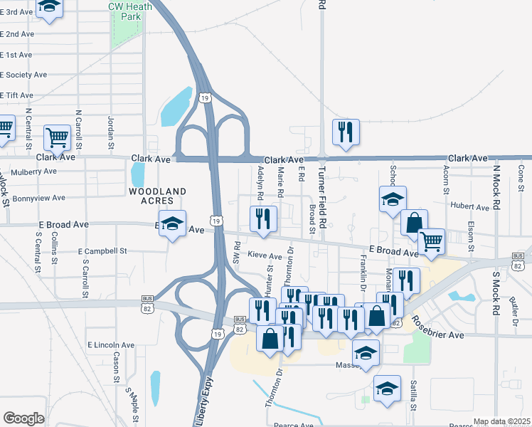 map of restaurants, bars, coffee shops, grocery stores, and more near 105 Marie Road in Albany