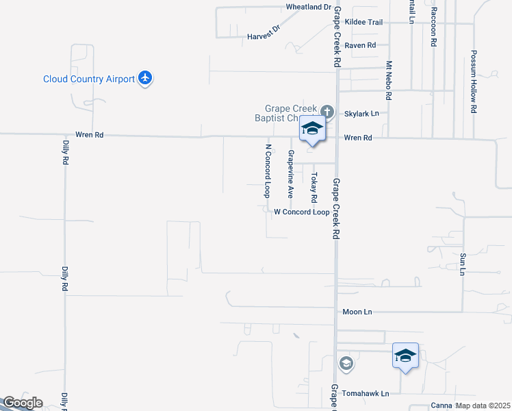 map of restaurants, bars, coffee shops, grocery stores, and more near 9501 North Concord Loop in San Angelo