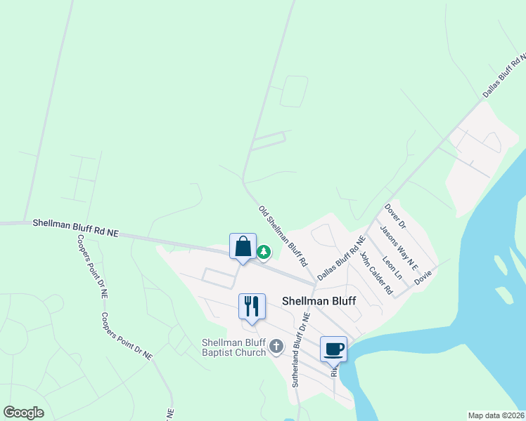 map of restaurants, bars, coffee shops, grocery stores, and more near Sutherland Road in Townsend