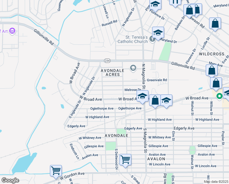 map of restaurants, bars, coffee shops, grocery stores, and more near 1808 Melrose Drive in Albany