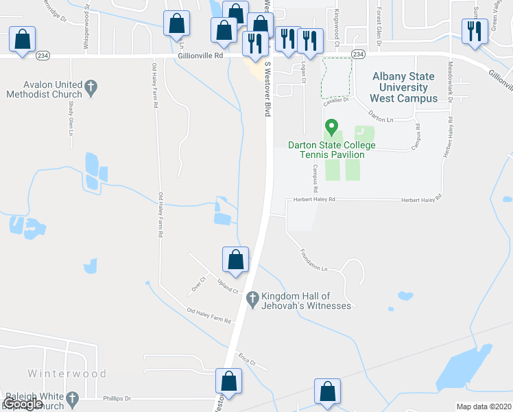 map of restaurants, bars, coffee shops, grocery stores, and more near 279 South Westover Boulevard in Albany