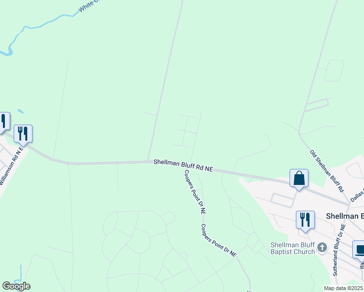 map of restaurants, bars, coffee shops, grocery stores, and more near 1108 Boat Yard Way Northeast in Townsend